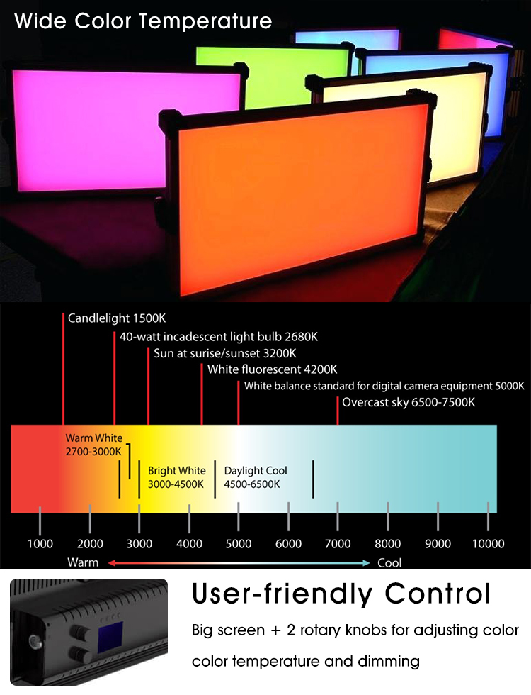 5彩色视频拍摄 RGB 和双色 LED 视频面板灯
