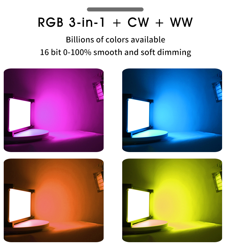 彩色视频拍摄 RGB 和双色 LED 视频面板灯